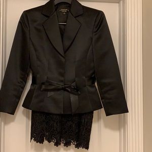 Black satin and lace suite Tahari Arthur Levine